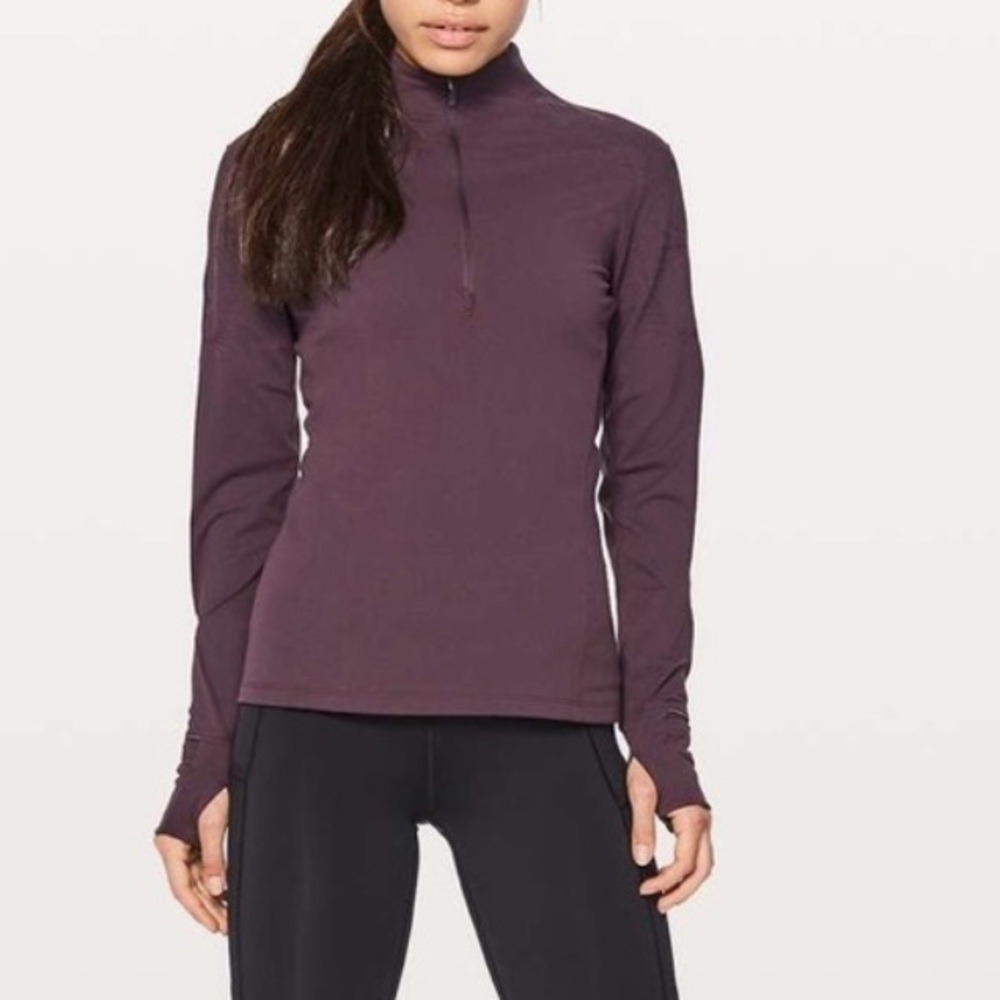 Lululemon Run Toasty‎ Tech Half Zip Pullover Black Cherry Womens 4